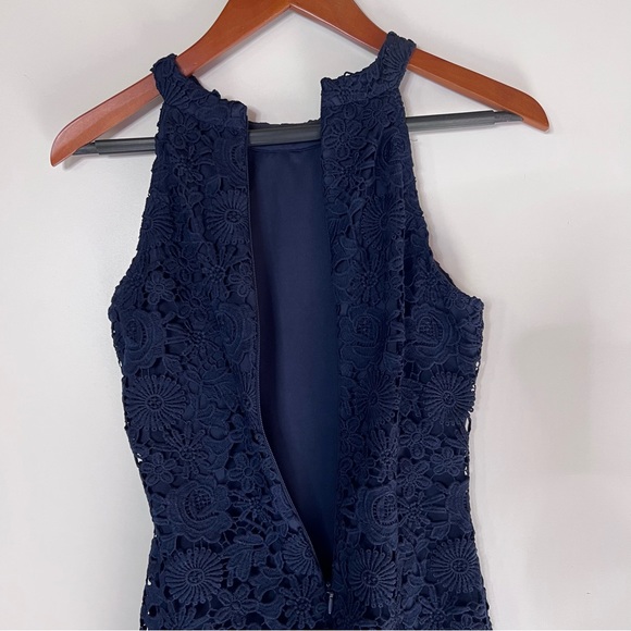 LULU’S LOVE POEM NAVY BLUE LACE MINI DRESS Small - Picture 14 of 16